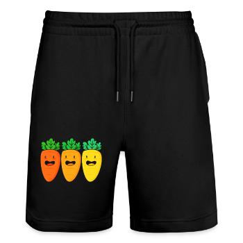 Carrot Vegetables - Stanley/Stella Trainer Unisex Organic Jogging Shorts - black - Front - Nik (191cm) & Marisol (170cm)
