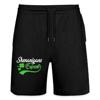 Manigance - Short de jogging bio TRAINER Stanley/Stella unisexe - noir - Devant - Nik (191cm) & Marisol (170cm)