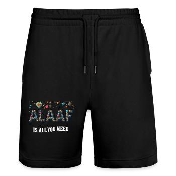 Alaaf is all you need Cologne Carnival Shrove Monday - Stanley/Stella Trainer Unisex Organic Jogging Shorts - black - Front - Nik (191cm) & Marisol (170cm)