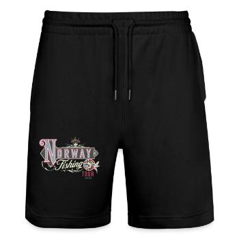Norwegen Angeln Angeltour 2025 - Stanley/Stella Unisex Bio Joggingshorts Trainer  - Schwarz - Vorne - Nik (191cm) & Marisol (170cm)
