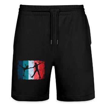 Figure Skating Figure Skating Ice Skating - Stanley/Stella Trainer Unisex Organic Jogging Shorts - black - Front - Nik (191cm) & Marisol (170cm)
