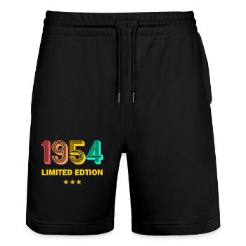 Millésime 1954 70e anniversaire 1954 Edition limitée - Short de jogging bio TRAINER Stanley/Stella unisexe - noir - Devant - Nik (191cm) & Marisol (170cm)