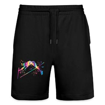 Pole Vaulter Kids Pole Vault - Stanley/Stella Trainer Unisex Organic Jogging Shorts - black - Front - Nik (191cm) & Marisol (170cm)