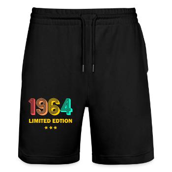 1964 édition limitée 60 millésime 1964 cadeau - Short de jogging bio TRAINER Stanley/Stella unisexe - noir - Devant - Nik (191cm) & Marisol (170cm)