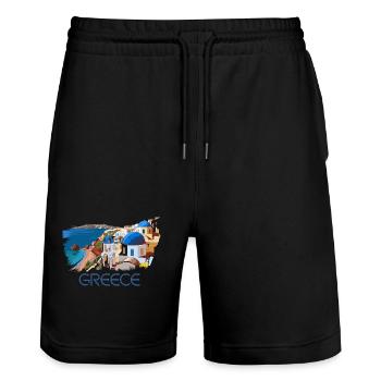 Grèce Grec Mer Égée Mer Ionienne - Short de jogging bio TRAINER Stanley/Stella unisexe - noir - Devant - Nik (191cm) & Marisol (170cm)