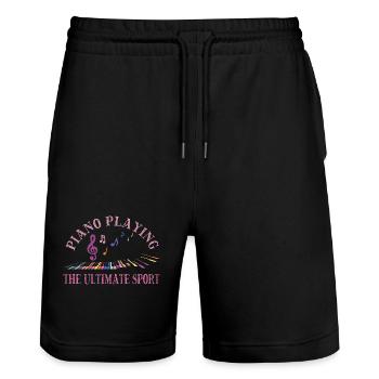 Klavier Pianist Ultimate Sport Piano - Stanley/Stella Unisex Bio Joggingshorts Trainer  - Schwarz - Vorne - Nik (191cm) & Marisol (170cm)