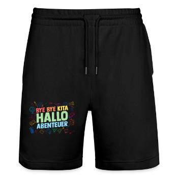 Daycare Leavers School Enrollment Schoolchild - Stanley/Stella Trainer Unisex Organic Jogging Shorts - black - Front - Nik (191cm) & Marisol (170cm)