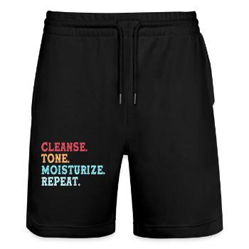 Kosmetikerin Make-up - Stanley/Stella Unisex Bio Joggingshorts Trainer  - Schwarz - Vorne - Nik (191cm) & Marisol (170cm)