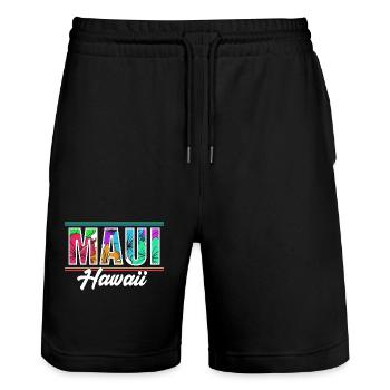Maui Hawaii Hawaiian - Stanley/Stella Trainer Unisex Organic Jogging Shorts - black - Front - Nik (191cm) & Marisol (170cm)