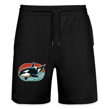 Orca Schwertwal - Stanley/Stella Unisex Bio Joggingshorts Trainer  - Schwarz - Vorne - Nik (191cm) & Marisol (170cm)