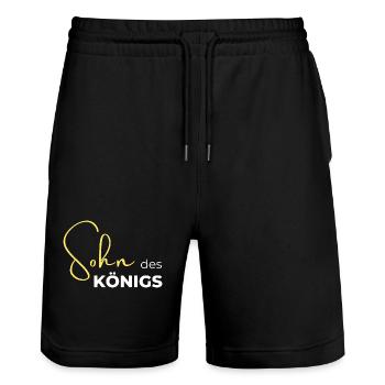 Sohn des Königs - Stanley/Stella Unisex Bio Joggingshorts Trainer  - Schwarz - Vorne - Nik (191cm) & Marisol (170cm)