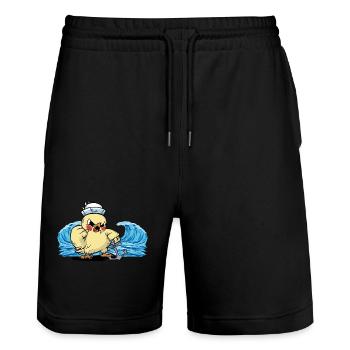 Vögel Vogel Matrose Anker Moin maritim Käpten - Stanley/Stella Unisex Bio Joggingshorts Trainer  - Schwarz - Vorne - Nik (191cm) & Marisol (170cm)