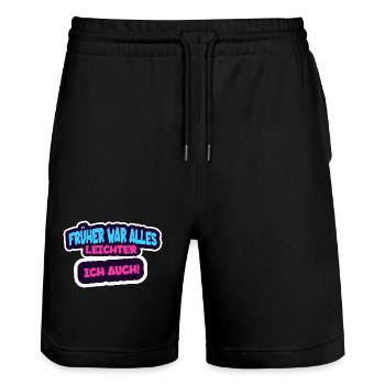 Früher war alles leichter, Ich auch! - Stanley/Stella Unisex Bio Joggingshorts Trainer  - Schwarz - Vorne - Nik (191cm) & Marisol (170cm)