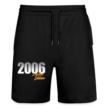 2006 Year of birth 18th birthday - Stanley/Stella Trainer Unisex Organic Jogging Shorts - black - Front - Nik (191cm) & Marisol (170cm)