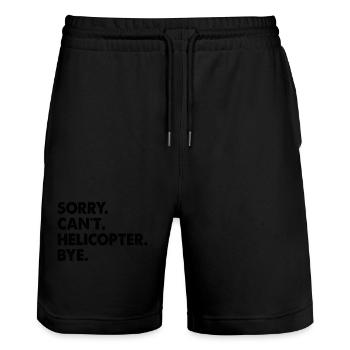 Sorry Can't Helicopter Bye Aviator Pilot Chopper - Stanley/Stella Unisex Bio Joggingshorts Trainer  - Schwarz - Vorne - Nik (191cm) & Marisol (170cm)