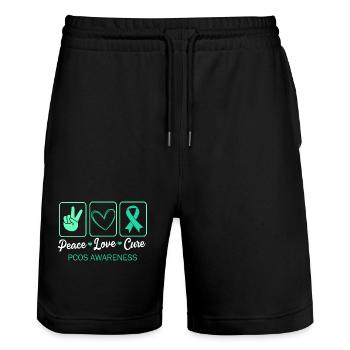 Pcos-Bewusstsein - Stanley/Stella Unisex Bio Joggingshorts Trainer  - Schwarz - Vorne - Nik (191cm) & Marisol (170cm)