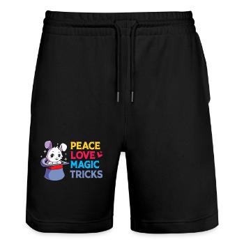 Sorcier - Short de jogging bio TRAINER Stanley/Stella unisexe - noir - Devant - Nik (191cm) & Marisol (170cm)