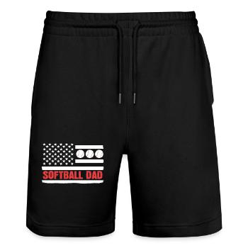 Softball Softball Player Father Father's Day Dad - Stanley/Stella Trainer Unisex Organic Jogging Shorts - black - Front - Nik (191cm) & Marisol (170cm)