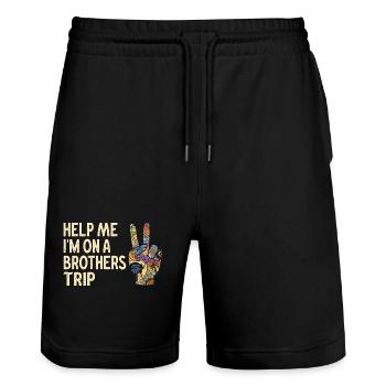 Geschwister Ich Bin Auf Einer Brüderreise - Stanley/Stella Unisex Bio Joggingshorts Trainer  - Schwarz - Vorne - Nik (191cm) & Marisol (170cm)
