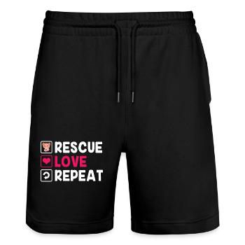 Sauvetage des animaux Droits des animaux Refuge pour animaux de sauvetage des animaux - Short de jogging bio TRAINER Stanley/Stella unisexe - noir - Devant - Nik (191cm) & Marisol (170cm)