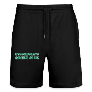 Stockholm's green side - Stanley/Stella Trainer Unisex Organic Jogging Shorts - black - Front - Nik (191cm) & Marisol (170cm)