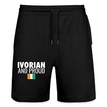 Drapeau ivoirien et fier de la Côte d’Ivoire - Short de jogging bio TRAINER Stanley/Stella unisexe - noir - Devant - Nik (191cm) & Marisol (170cm)