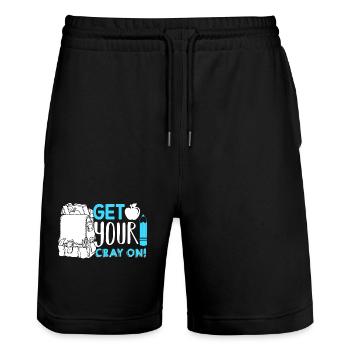 Kindergarten Teacher Get Your Cray On - Stanley/Stella Trainer Unisex Organic Jogging Shorts - black - Front - Nik (191cm) & Marisol (170cm)