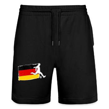 Fußballspieler Deutschland Flagge Fußball - Stanley/Stella Unisex Bio Joggingshorts Trainer  - Schwarz - Vorne - Nik (191cm) & Marisol (170cm)