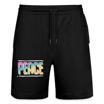 Peace - Stanley/Stella Trainer Unisex Organic Jogging Shorts - black - Front - Nik (191cm) & Marisol (170cm)