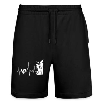 Rock Climbing Heartbeat - Stanley/Stella Trainer Unisex Organic Jogging Shorts - black - Front - Nik (191cm) & Marisol (170cm)