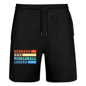 Pickleball - Stanley/Stella Trainer Unisex Organic Jogging Shorts - black - Front - Nik (191cm) & Marisol (170cm)