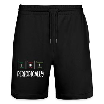 Periodic table - Stanley/Stella Trainer Unisex Organic Jogging Shorts - black - Front - Nik (191cm) & Marisol (170cm)
