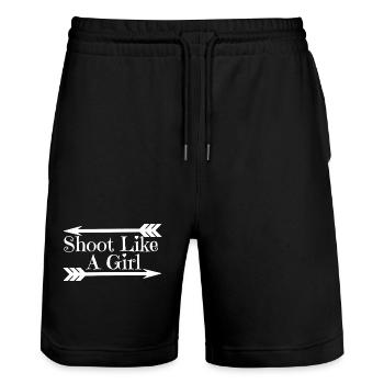 Archery Shoot Like A Girl - Stanley/Stella Trainer Unisex Organic Jogging Shorts - black - Front - Nik (191cm) & Marisol (170cm)