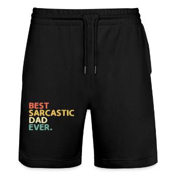 Bester Sarkastischer Vater aller Zeiten Sarkasmus Sarkastisch - Stanley/Stella Unisex Bio Joggingshorts Trainer  - Schwarz - Vorne - Nik (191cm) & Marisol (170cm)