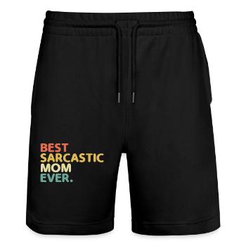 Beste Sarkastische Mutter aller Zeiten Sarkasmus Sarkastisch - Stanley/Stella Unisex Bio Joggingshorts Trainer  - Schwarz - Vorne - Nik (191cm) & Marisol (170cm)
