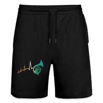 Hornist Herzschlag Waldhorn - Stanley/Stella Unisex Bio Joggingshorts Trainer  - Schwarz - Vorne - Nik (191cm) & Marisol (170cm)