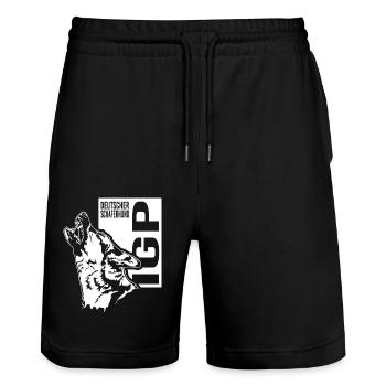 IGP Deutscher Schäferhund Hundesport Hund Wilsigns - Stanley/Stella Unisex Bio Joggingshorts Trainer  - Schwarz - Vorne - Nik (191cm) & Marisol (170cm)