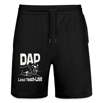 Papa Lead lehre Liebe - Stanley/Stella Unisex Bio Joggingshorts Trainer  - Schwarz - Vorne - Nik (191cm) & Marisol (170cm)