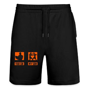 Boxer mon fils ton fils - Short de jogging bio TRAINER Stanley/Stella unisexe - noir - Devant - Nik (191cm) & Marisol (170cm)