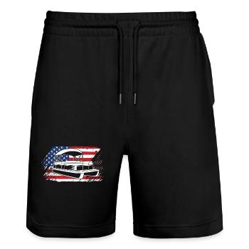 Pontonboot Boot Boote - Stanley/Stella Unisex Bio Joggingshorts Trainer  - Schwarz - Vorne - Nik (191cm) & Marisol (170cm)