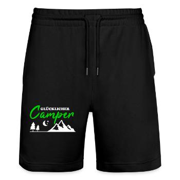 Happy Camper Camping Hommes Cadeau Drôle - Short de jogging bio TRAINER Stanley/Stella unisexe - noir - Devant - Nik (191cm) & Marisol (170cm)