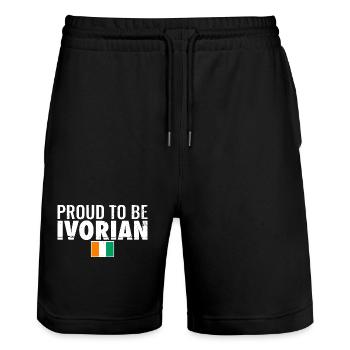 Proud To Be Ivorian Vintage Ivory Coast Flag - Stanley/Stella Trainer Unisex Organic Jogging Shorts - black - Front - Nik (191cm) & Marisol (170cm)