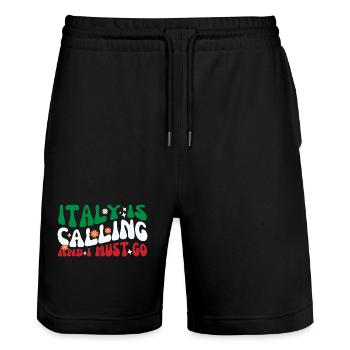 Italy is calling and I must go vacation summer - Stanley/Stella Trainer Unisex Organic Jogging Shorts - black - Front - Nik (191cm) & Marisol (170cm)