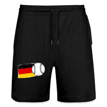 Baseball Player German Flag Baseball - Stanley/Stella Trainer Unisex Organic Jogging Shorts - black - Front - Nik (191cm) & Marisol (170cm)