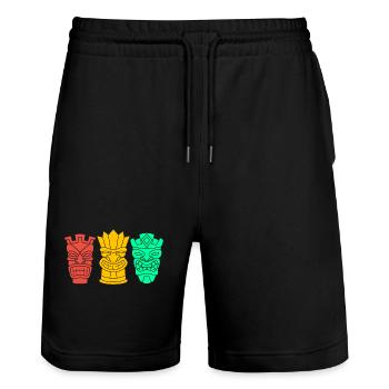 Maui Hawaii Hawaiian - Stanley/Stella Trainer Unisex Organic Jogging Shorts - black - Front - Nik (191cm) & Marisol (170cm)
