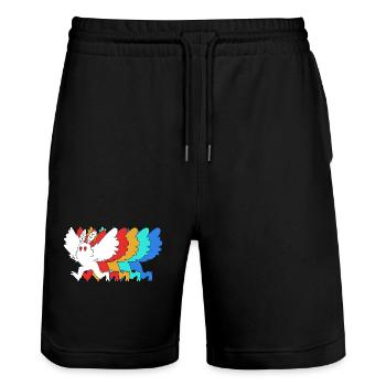Mothman - Stanley/Stella Trainer Unisex Organic Jogging Shorts - black - Front - Nik (191cm) & Marisol (170cm)