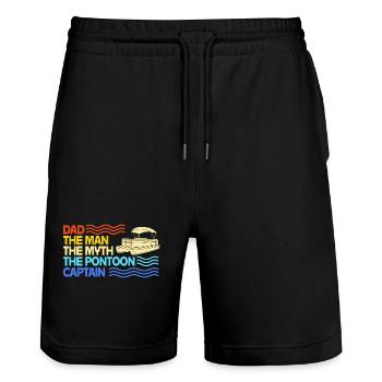 Pontoon Boat Boat Boats - Stanley/Stella Trainer Unisex Organic Jogging Shorts - black - Front - Nik (191cm) & Marisol (170cm)