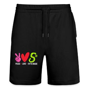 5. Klasse - Stanley/Stella Unisex Bio Joggingshorts Trainer  - Schwarz - Vorne - Nik (191cm) & Marisol (170cm)