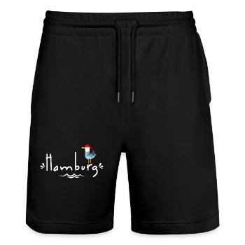 Hambourg Hambourg Mouette Côte de la mer du Nord Cool Pirate - Short de jogging bio TRAINER Stanley/Stella unisexe - noir - Devant - Nik (191cm) & Marisol (170cm)
