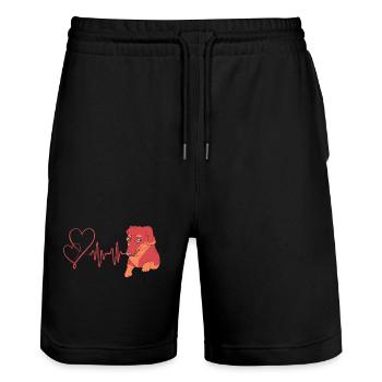 Dachshund - Stanley/Stella Trainer Unisex Organic Jogging Shorts - black - Front - Nik (191cm) & Marisol (170cm)